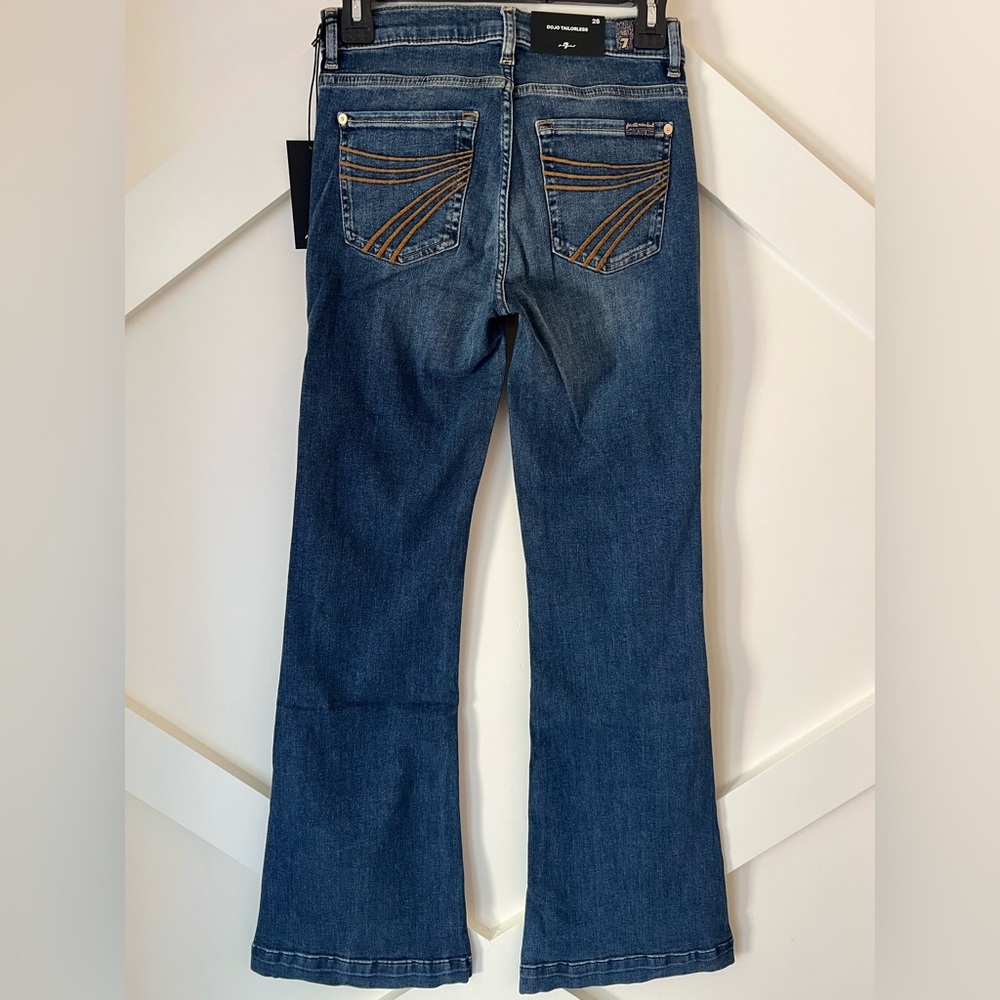 7 For All Mankind Tailorless Dojo Jeans Women’s Flare Leg Trousers NWT Size 25 - Picture 5 of 11